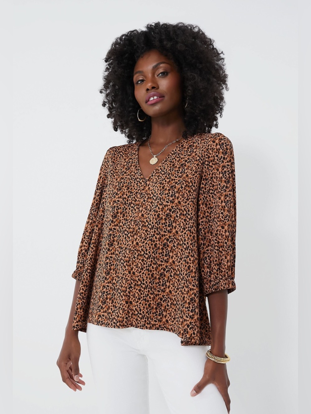 Tuckernuck Pomander Place Hollis Top in Leopard Print Size X-Small Officewear